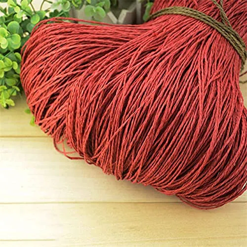 600 Metros/Rollo de Hilo de Paja de Rafia Natural para Tejido a Mano de Ganchillo, Sombrero de Verano, Bolso, cestas de cojín, Material de Tejer DIY