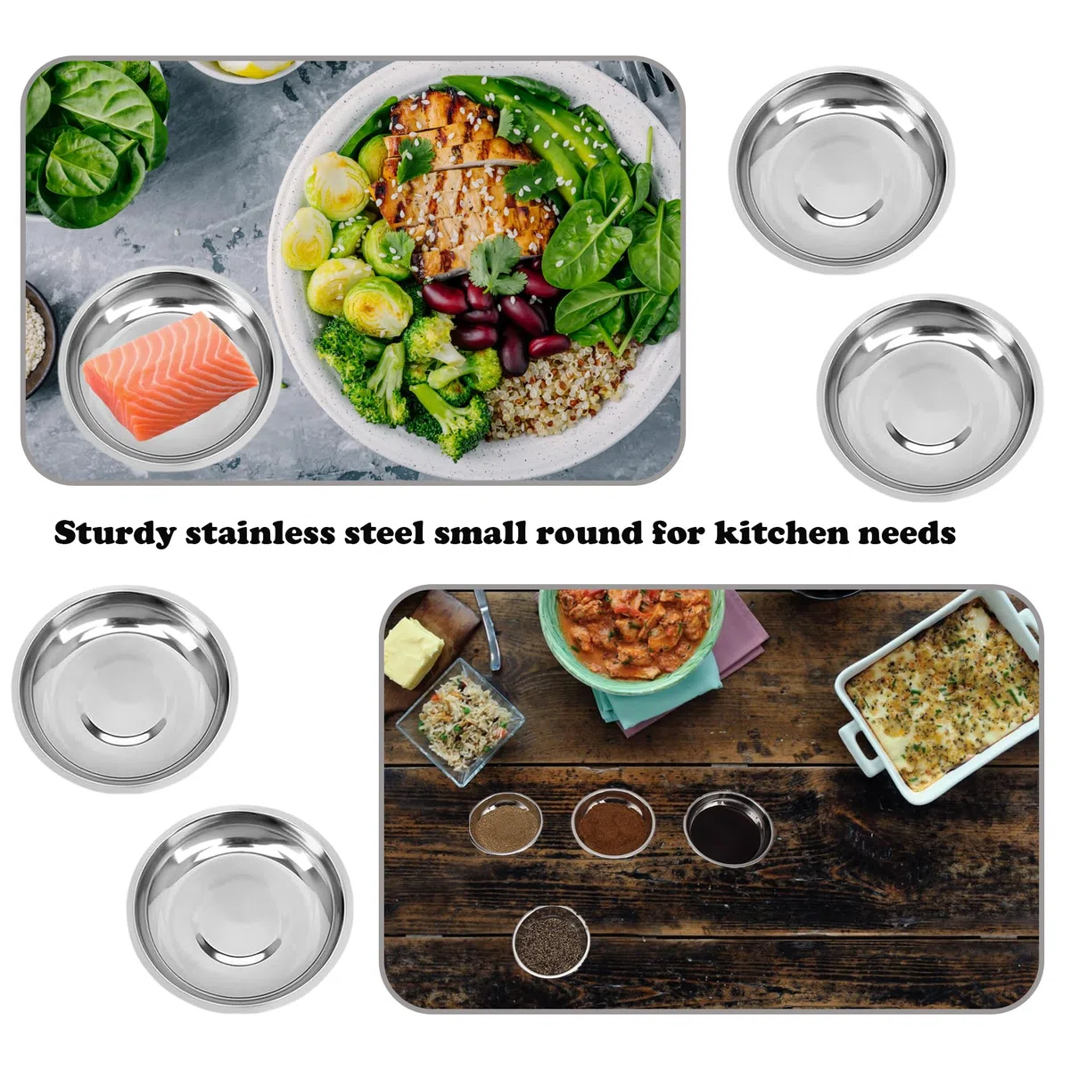10 platos de acero inoxidable, platos de mariscos, cuencos para salsas, camping, metal, durabilidad para porciones de caracoles, ostras, salsa de soja, etc. (12 cm)