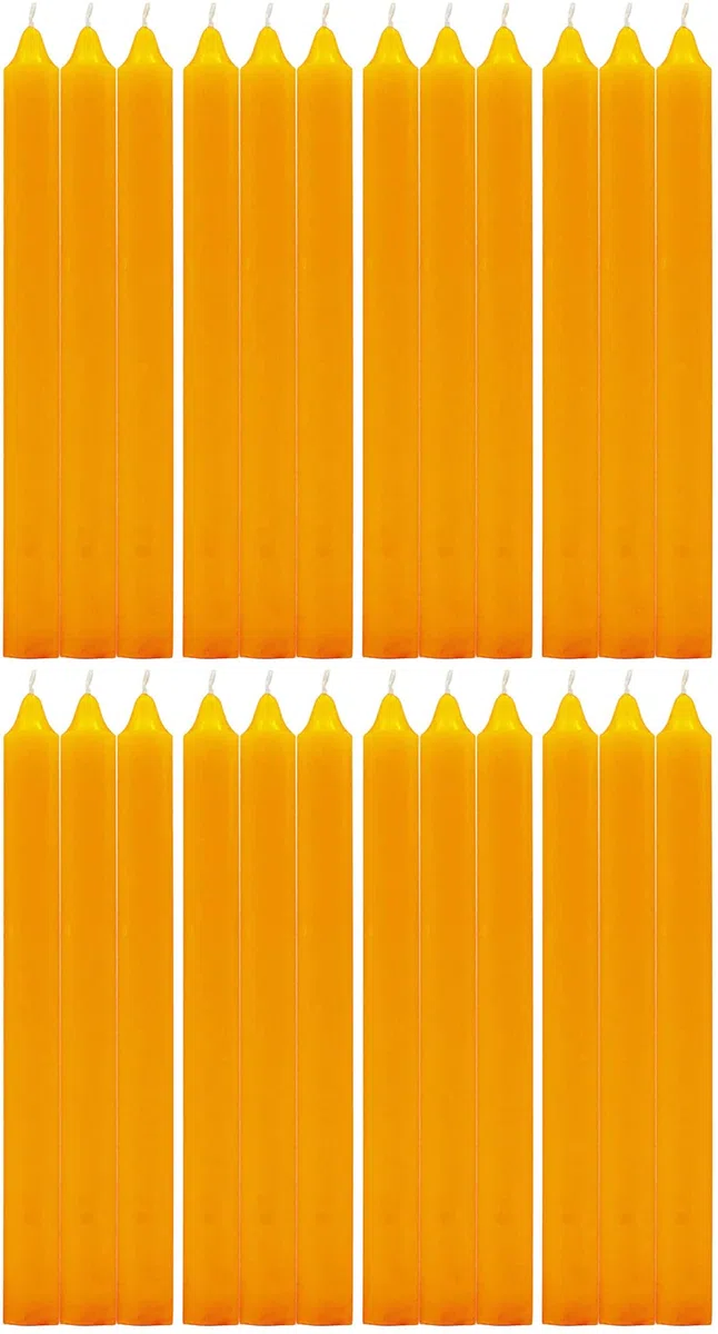 Besch 24 Velas Cilíndricas 100% parafina y mecha de algodón puro sin perfume (Naranja, 24 22cm)