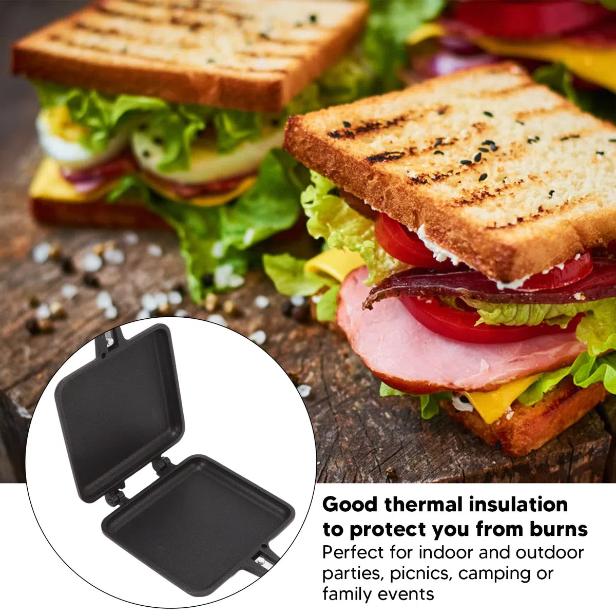 Sartén de Doble Cara, Sartén Antiadherente para Hacer Panini, Sartén para Hacer Pan, Sartén para el Desayuno, Sandwicheras, Prensas para Panini
