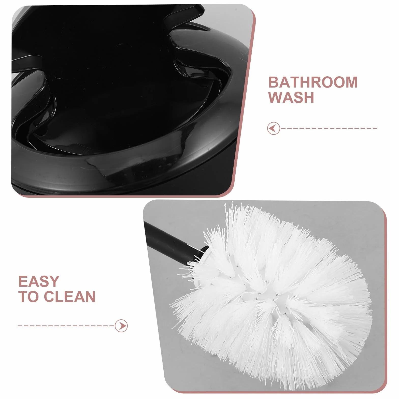 GANAZONO Set de Accesorios de Baño Negro de 6 Piezas con Dispensador de Jabón, Porta Cepillos Dentales, Escobillero y Papelera, Resistente Humedad y Fácil de Limpiar para Baño