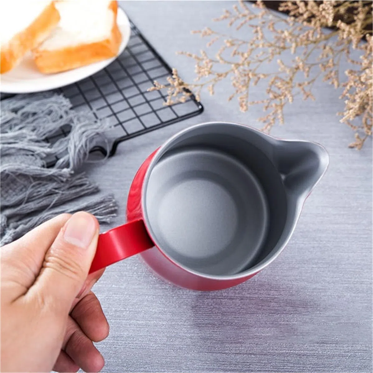 Jarra de Leche de Acero Inoxidable Jarra for espumar leche de acero inoxidable: vierta sobre la tetera café Taza for humeante(700ml,Orange)