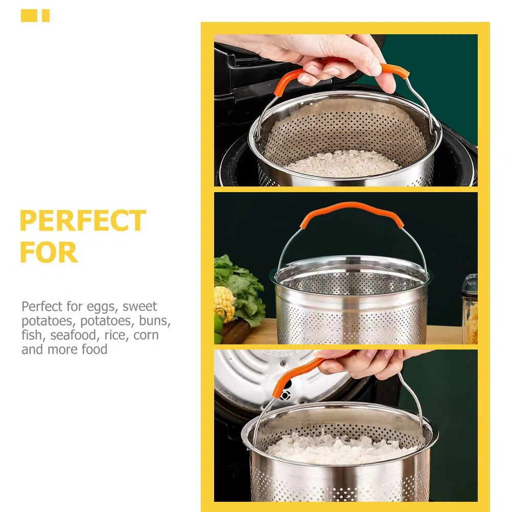 Healvian Cesta de vapor de acero inoxidable, Vaporera para Olla, 3.5 L de verduras, inserto de vapor de metal, colador de frutas, colador para eléctrica