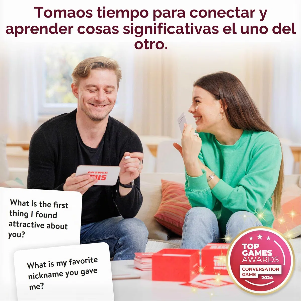 Answer This - Couples - ¿Cuánto Conoces a Tu Pareja? - Juego de Cartas de Relación y Conversación para Noche Romántica o Fiesta - Ideal para Aniversario y Regalo de San Valentín en Inglés