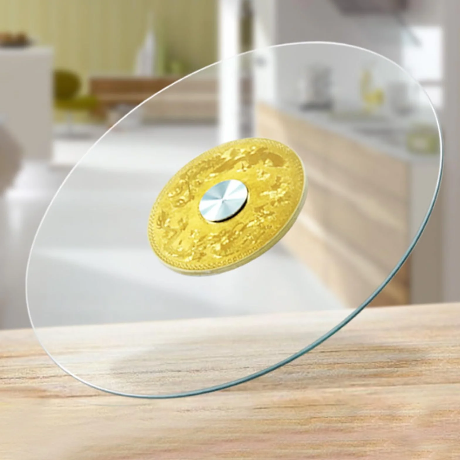 HOMEty - Tocadiscos de vidrio templado para mesa Di, bandeja giratoria redonda grande, perfecta para Entertai y servir alimentos, diseño antideslizante resistente