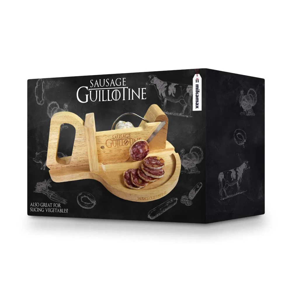 mikamax - Guillotina de salchicha - Guillotina para cortar embutidos, verduras y queso - Madera sólida