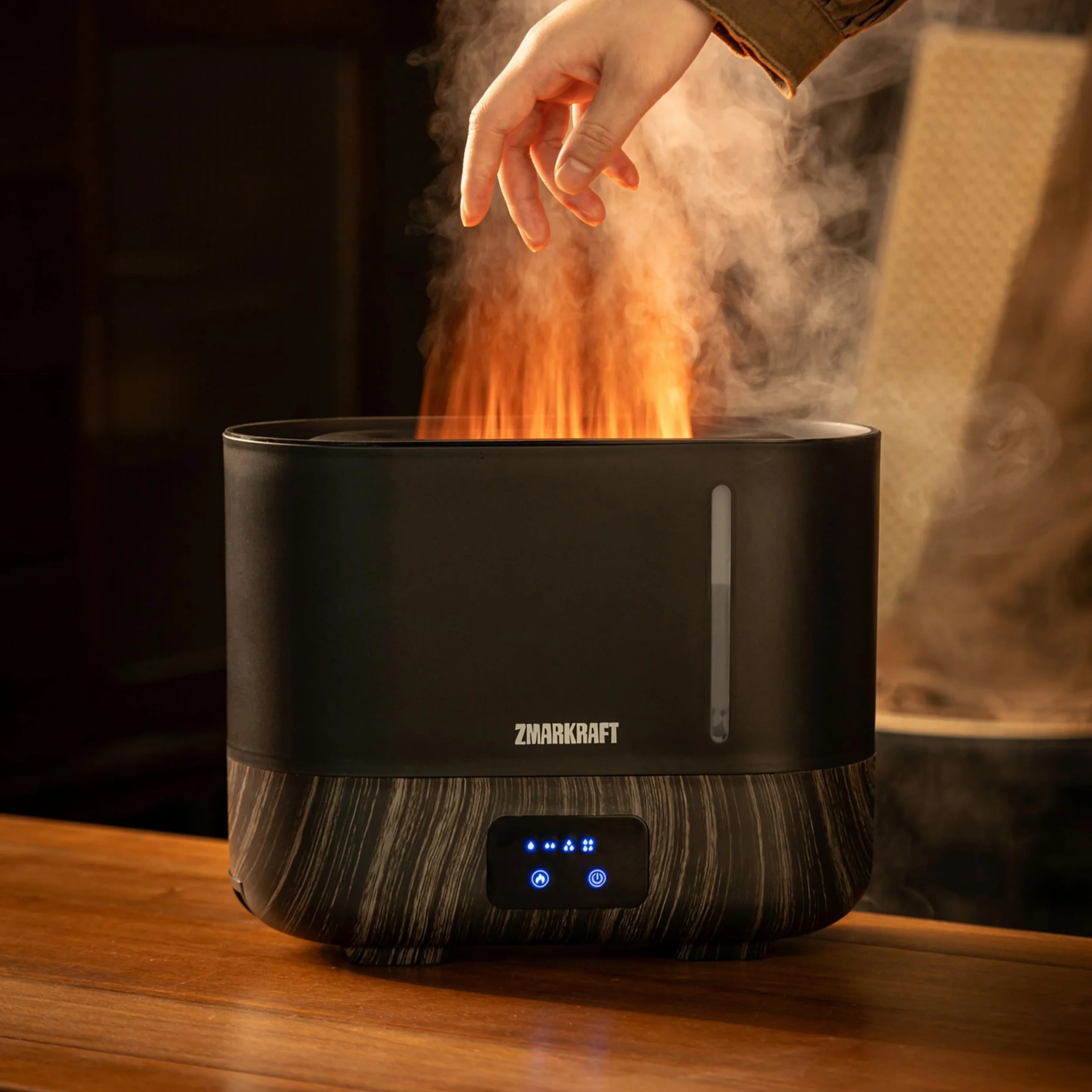 Humidificador de 3 litros con efecto de luz especial de llama, humidificación ultrasónica silenciosa, llenado superior y nivel de niebla ajustable, humidificador de niebla fría para
