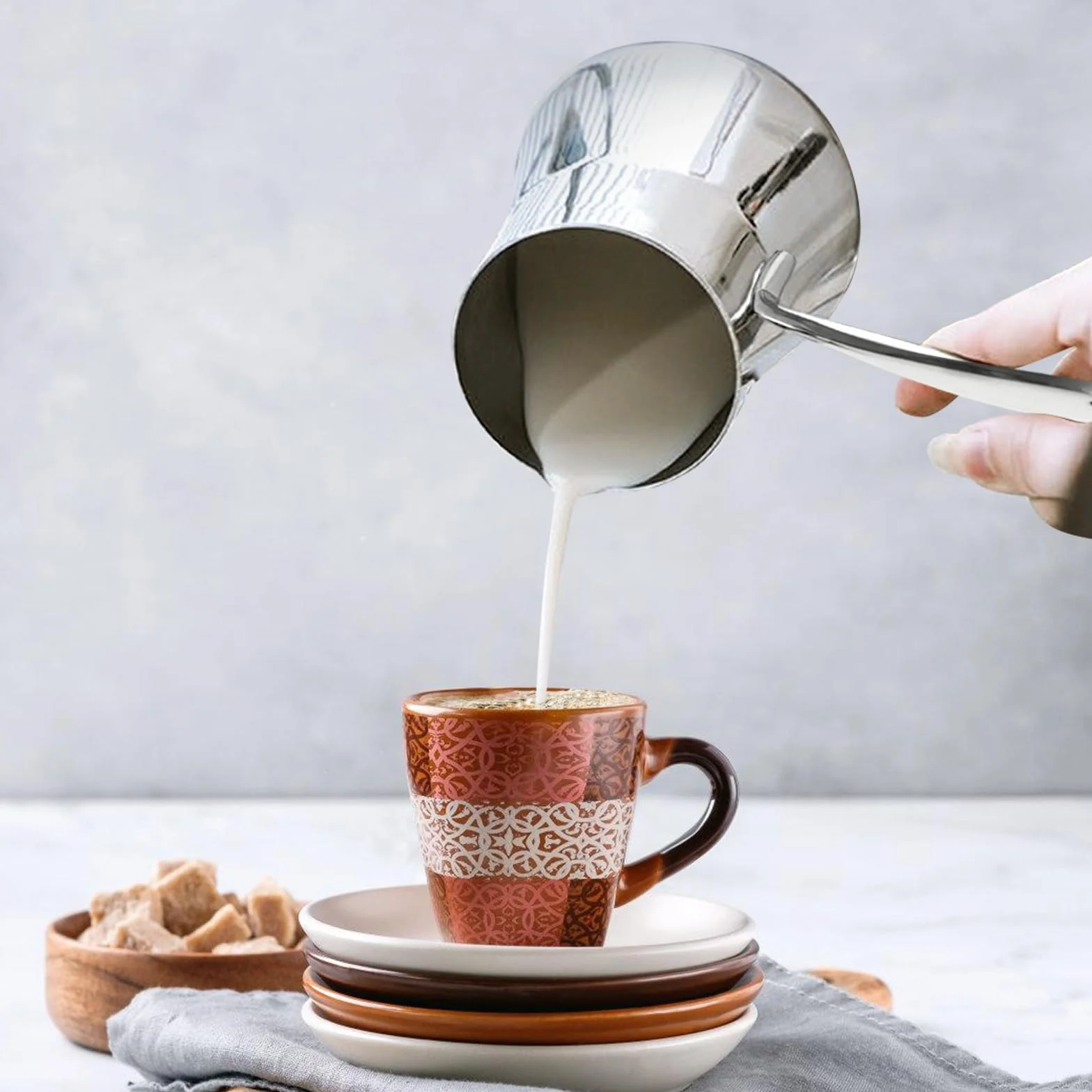 BORDEAG Cafetera turca, cafetera de 500 ml, cafetera turca, cafetera griega de acero inoxidable para preparar café y espuma de leche