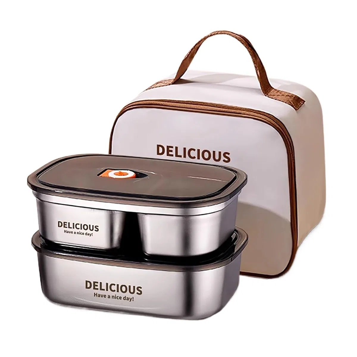 Fiambreras Comida Trabaj, Lunch Box, Fiambrera Escolar, Fiambrera Aislada De Acero Inoxidable, Diseño De Tres Compartimentos De Doble Capa, Fácil De Transportar, 2900 Ml