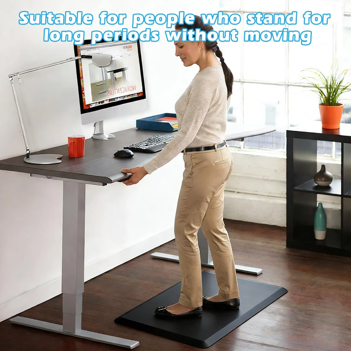 Alfombrilla antifatiga, 44 x 71 cm, antideslizante, 1,2 cm de grosor, ergonómica, alfombra de trabajo para lugares de trabajo de pie, oficina, hogar, fregadero, taller
