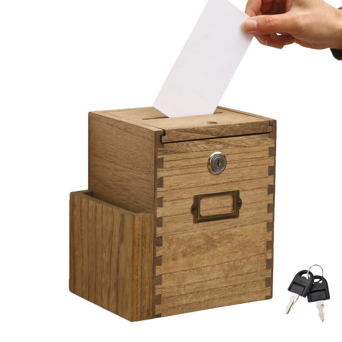 KIRIGEN Caja de presentación de Madera para donaciones y elección, para Montar en la Pared, Caja de colección de comentarios con Cerradura y 2 Llaves para Escuela, Oficina, Hospital marrón Oscuro