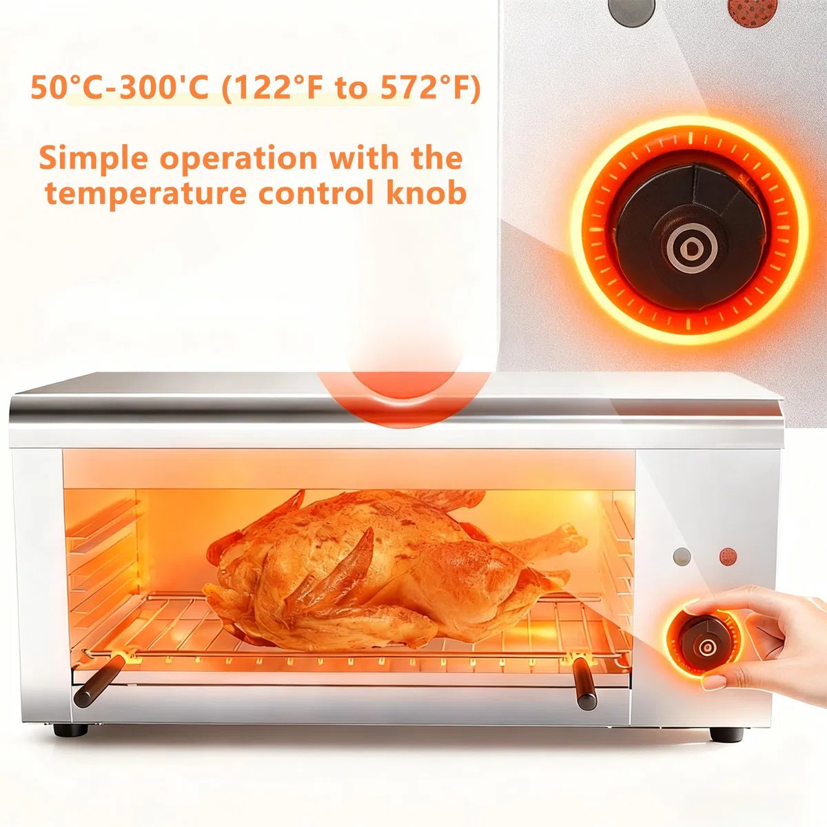Asador Salamandra de 2000W, Parrilla Eléctrica Raclette para Fundir Queso, para Montaje en Pared o Encimera 50℃-300℃ para Queso y Carne