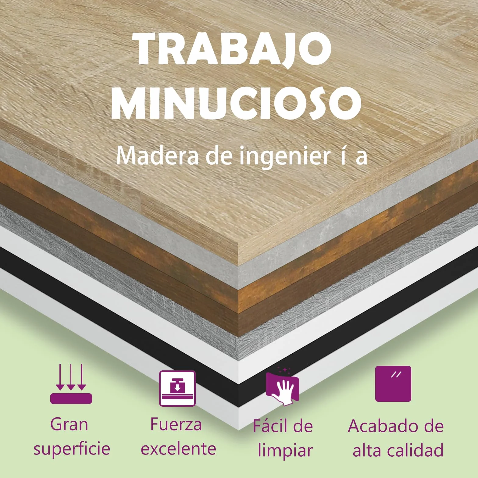 vidaXL Escritorio con LED Mesa Ordenador Estudio Oficina Muebles Despacho Almacenamiento Estantería Madera Contrachapada Roble Sonoma