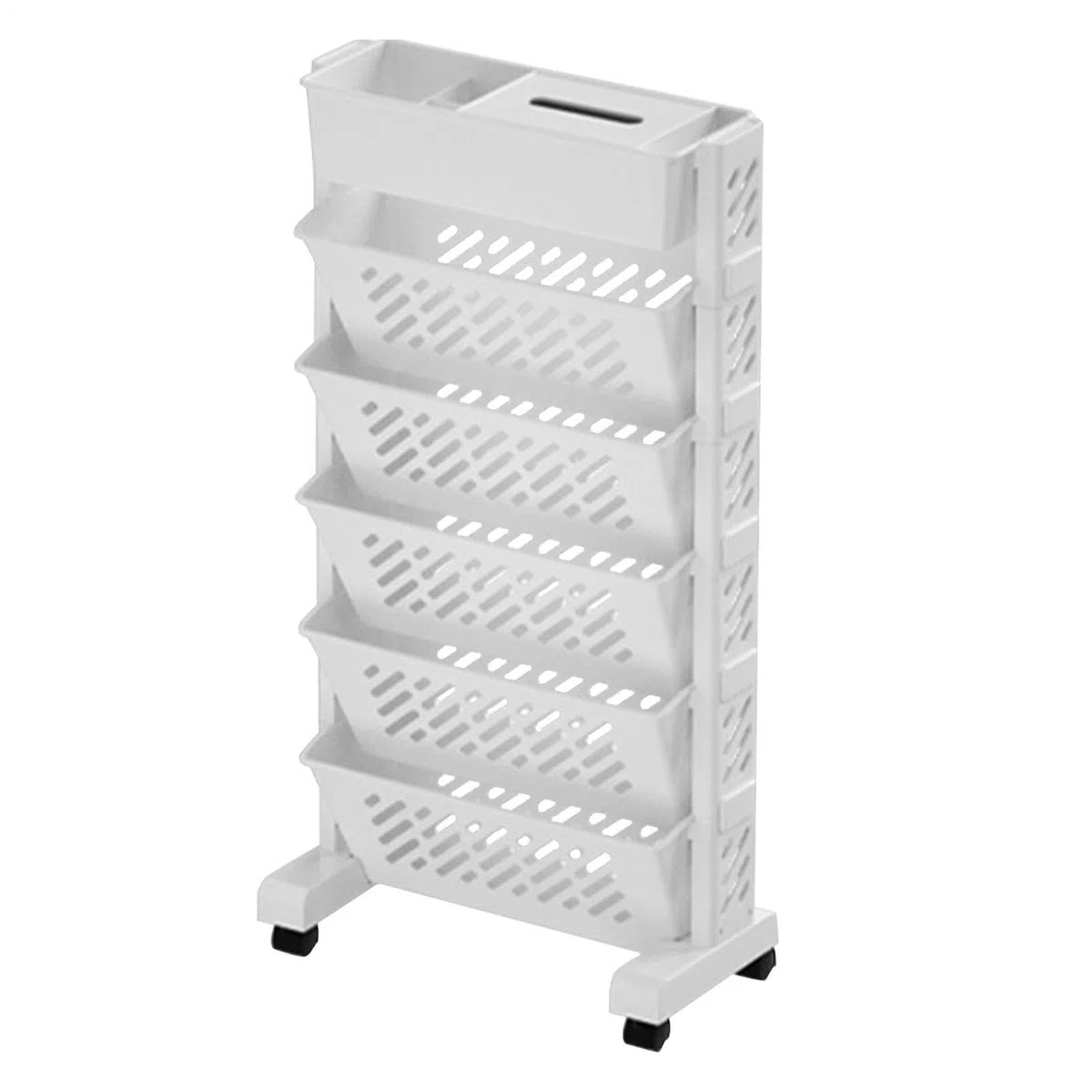 Genérico Carros con Ruedas De Almacenamiento 5+1 ‌Soporte para Libros De Mesa, Organizador Colgante para Escritorio con Múltiples Compartimentos, Ideal para Espacios De Trabajo Y Zonas De Estudio