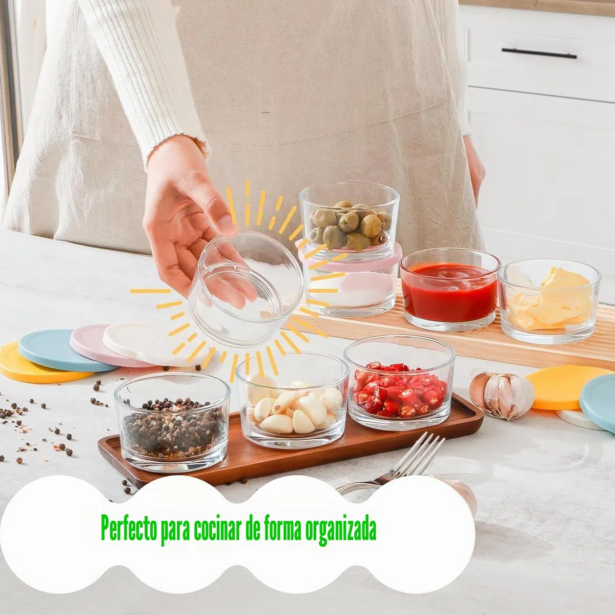 8 recipientes para aderezos para ensaladas, 200 ml, tarros pequeños con tapa, para aperitivos, salsas, especias, yogur, pudín