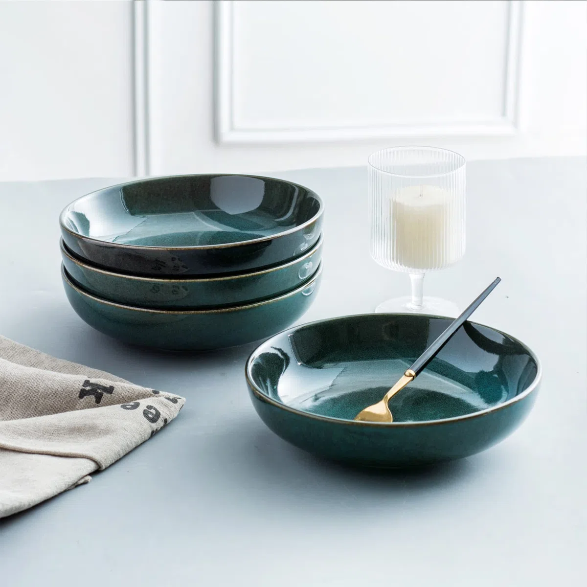 UNICASA Cuencos de Cereales de Porcelana, Cuencos de Pasta para Ensaladera de Mesa 4 Piezas, Cuencos y Tazones para Microondas de Desayuno