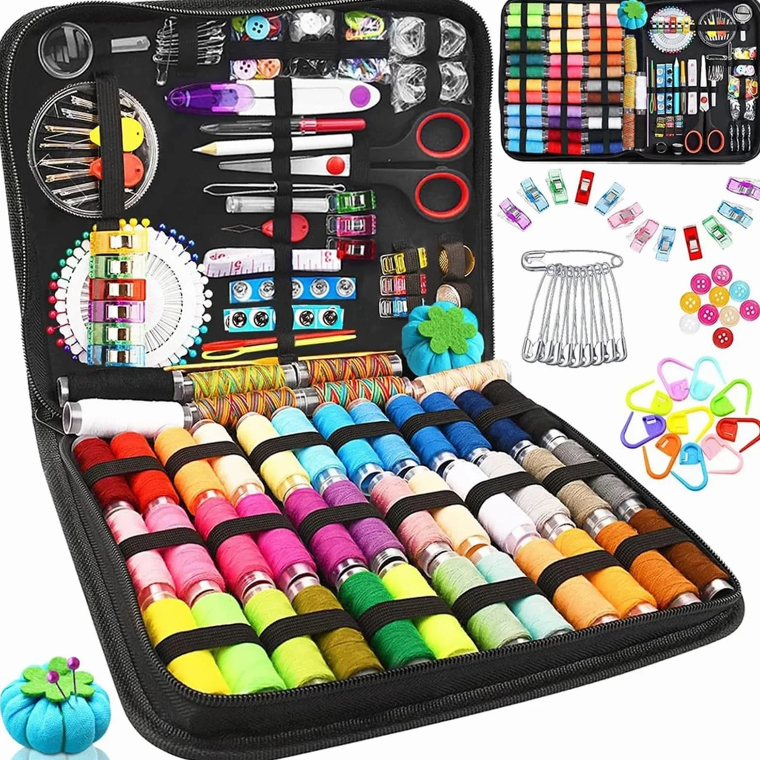Juego de caja costura multifuncional for bricolaje, portátil, for coser a mano, herramientas bordado, accesorios for el hogar Kit de costura de viaje(304Pcs)