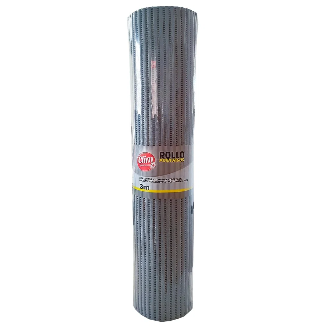 Clim Profesional Escurridor Posavasos Rollo de 3 Metros, Tratamiento Antibacterias y Color Gris para Hostelería, Restauración o Cocinas Domésticas.