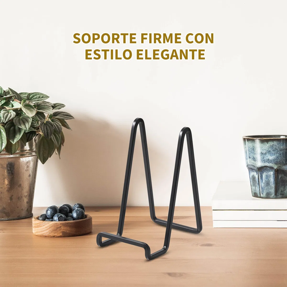 Soporte Platos Mesa Caballete Expositor - 4 Piezas Soportes para Platos Decorativos - Soporte de Placa para Exhibicion - Caballetes de Hierro Negro Para Marcos de Fotos | Libros | Arte - 6 Pulgadas