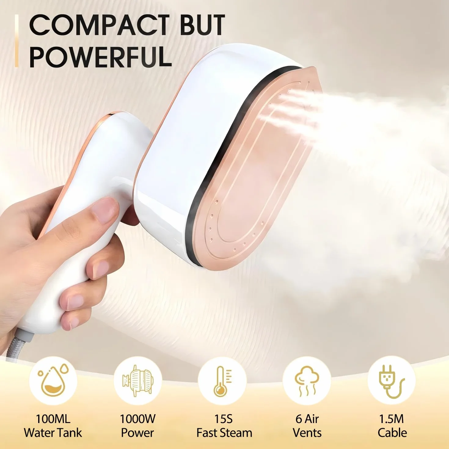 Plancha Vapor PortáTil, Mini Plancha Plegable de Viaje, Ferro a vapor vertical con Tanque de Agua de 100ml, 1000W 15S calentamiento rápido, Pequeña 2 en 1 Plancha de ropa para hogar y viajes