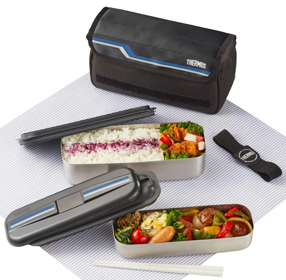 THERMOS DSD-1104W L-BK Fresh Lunch Box, 3,4 fl oz (1,100 ml), Line Black