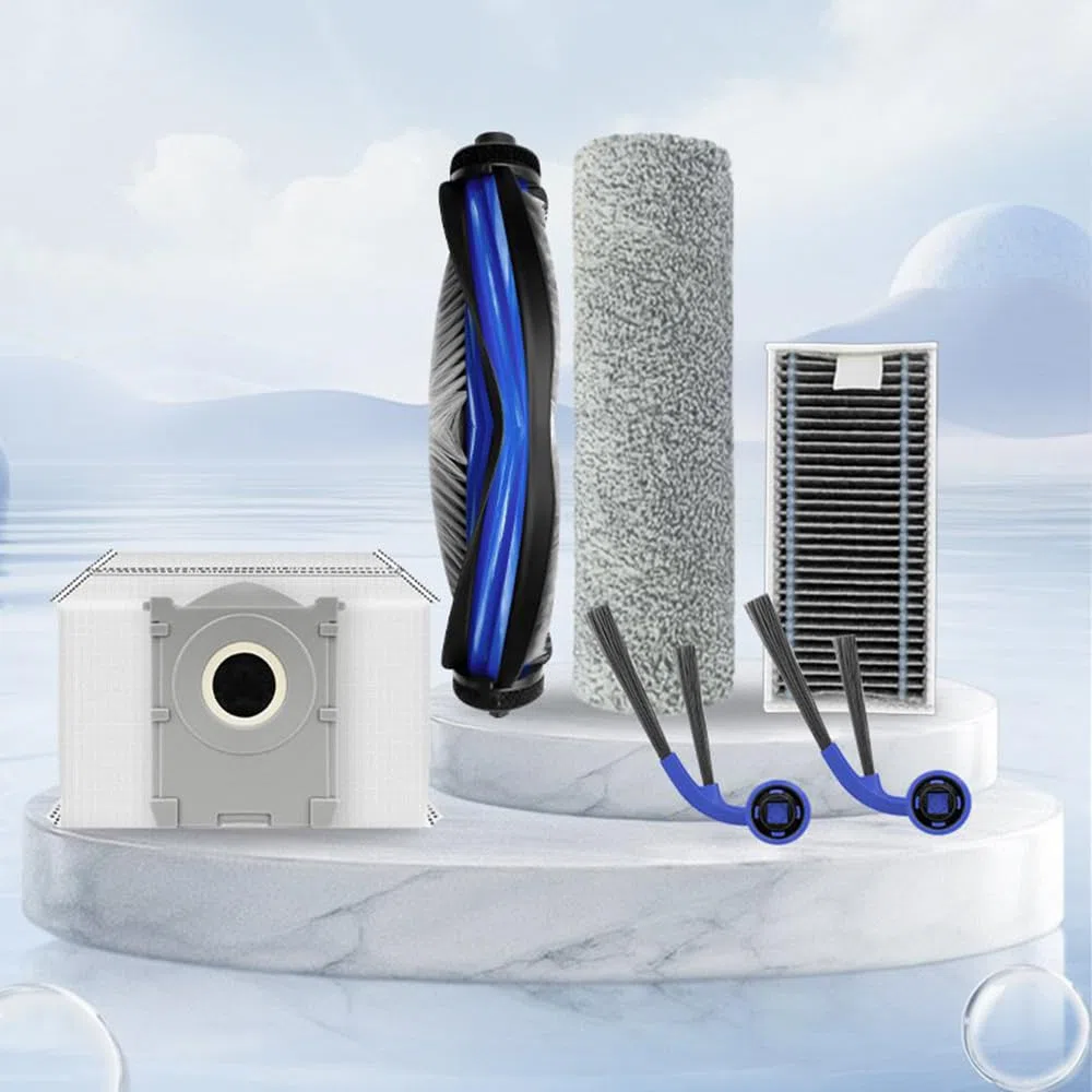 Kit de 42 accesorios para aspiradora robot T80 para aspiradora Ecovacs T80, 2 cepillos principales, 4 rodillos de trapo, 12 cepillos laterales, 12 filtros, 12 bolsas de polvo (juego 3)
