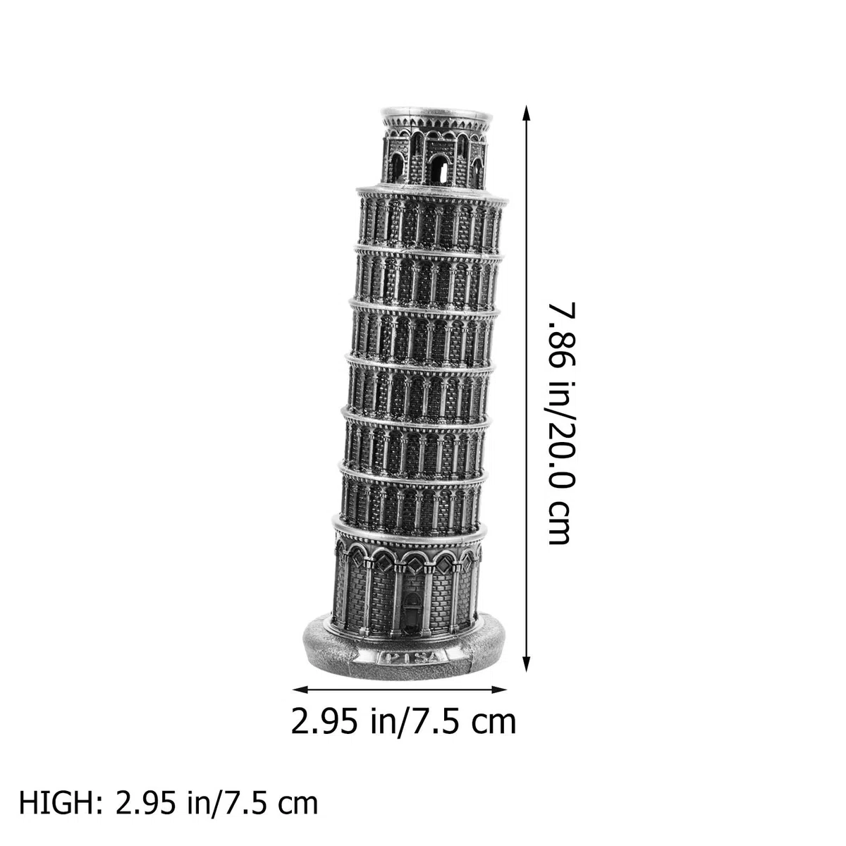 Alipis Mini Maqueta Torre Inclinada de Pisa, Adorno Arquitectónico de Aleación de Zinc, Elaborado para Embellecimiento del Hogar y Oficina