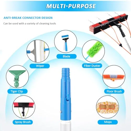 Kit telescópico para Limpieza de Ventanas: pértiga Extensible de 3,12 m con Cabezal de Cepillo Ajustable y Cepillo de Agua para la Limpieza de Paneles solares y Ventanas Exteriores