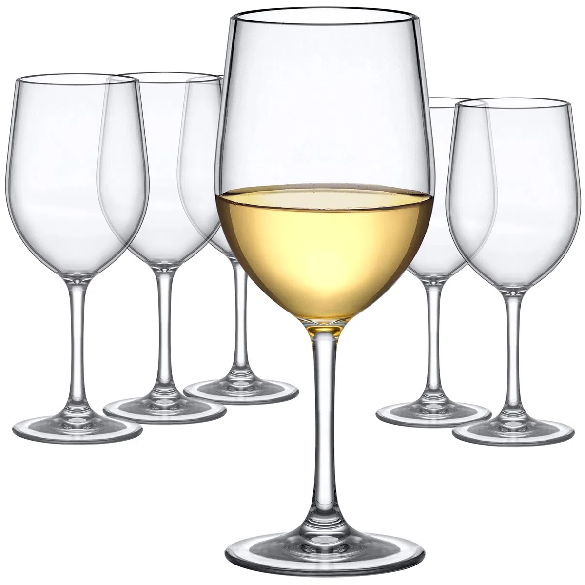 Amazing Abby - Clara - Copas de vino Tritan irrompibles de 12 onzas (juego de 6), copas de vino de plástico, reutilizables, sin BPA, aptas para lavavajillas, perfectas para piscina, al aire libre,