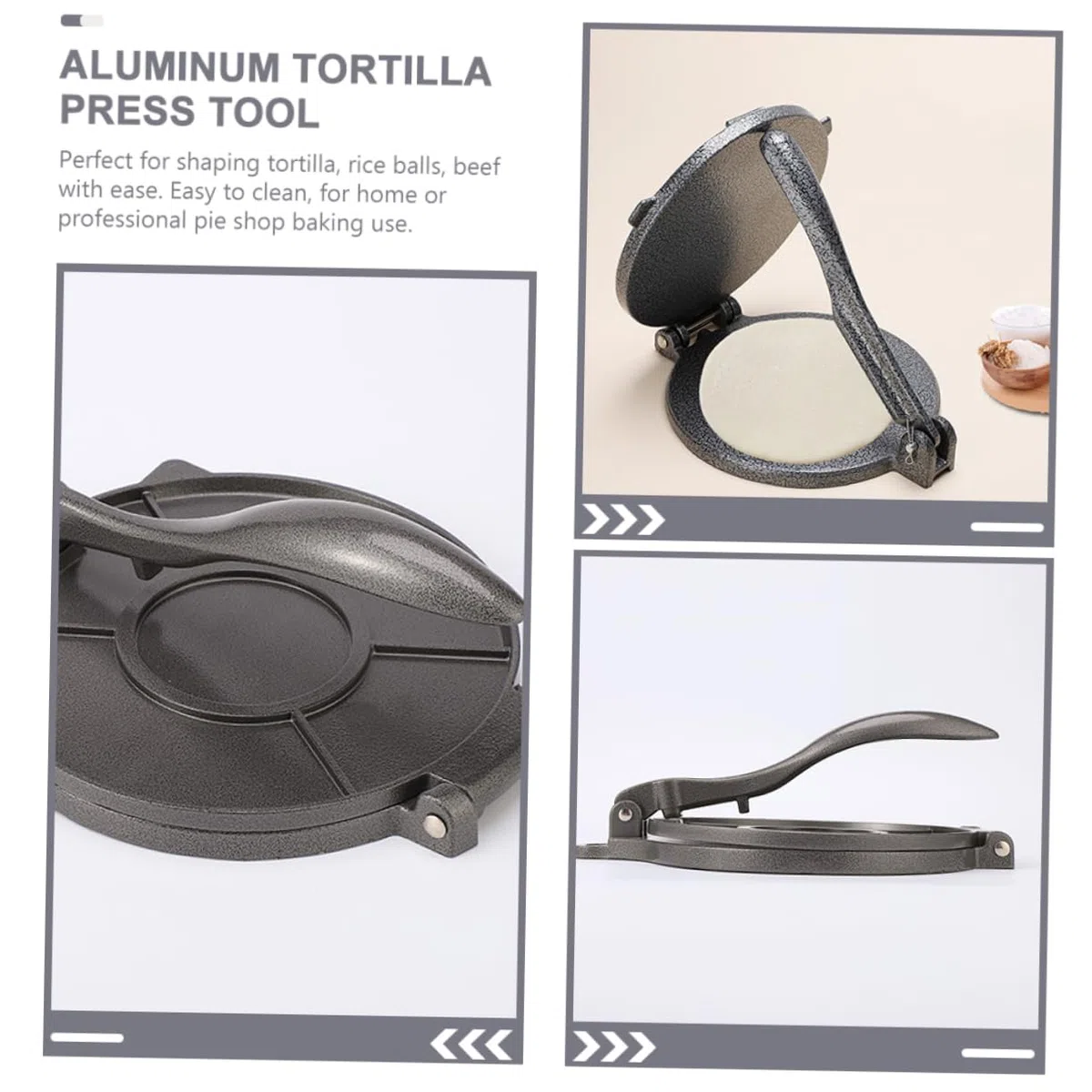 Mikinona Prensa para Tortillas de Masa Alta Resistencia y Reutilizable Diseño Manual sin Rodillo Aluminio Ligero Adecuado Uso Doméstico Horneado Profesional en Cocina Tradicional