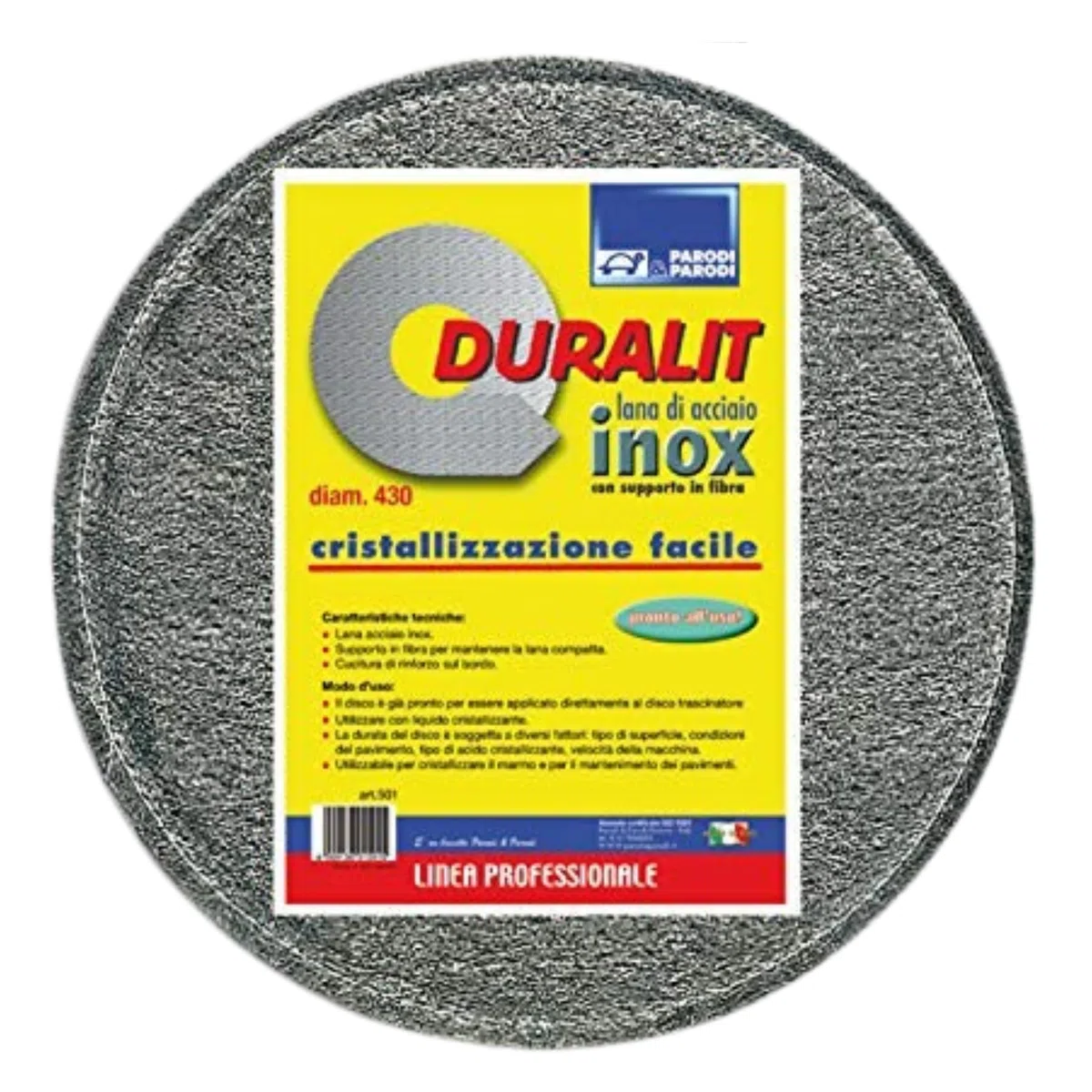 PARODI & PARODI - Discos para pulir suelos de mármol, Disco patentado con pulido de lana de acero inoxidable, Discos de limpieza de suelos industriales,