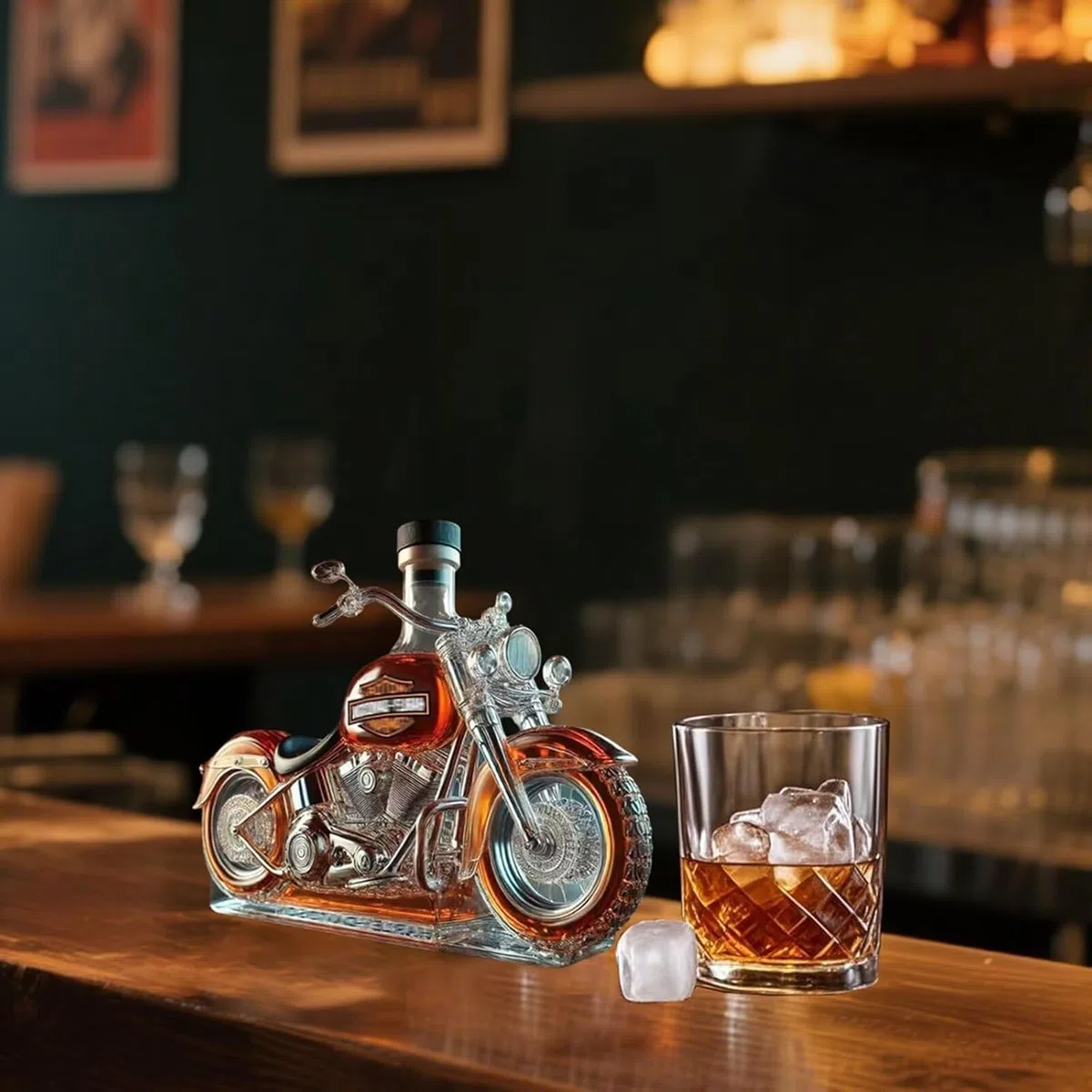 Decantador de Whisky 3D en Forma de Motocicleta, Vidrio Soplado a Mano, 350 ml, Botella para Almacenamiento de Licores, Regalo Único para Amantes de Motos