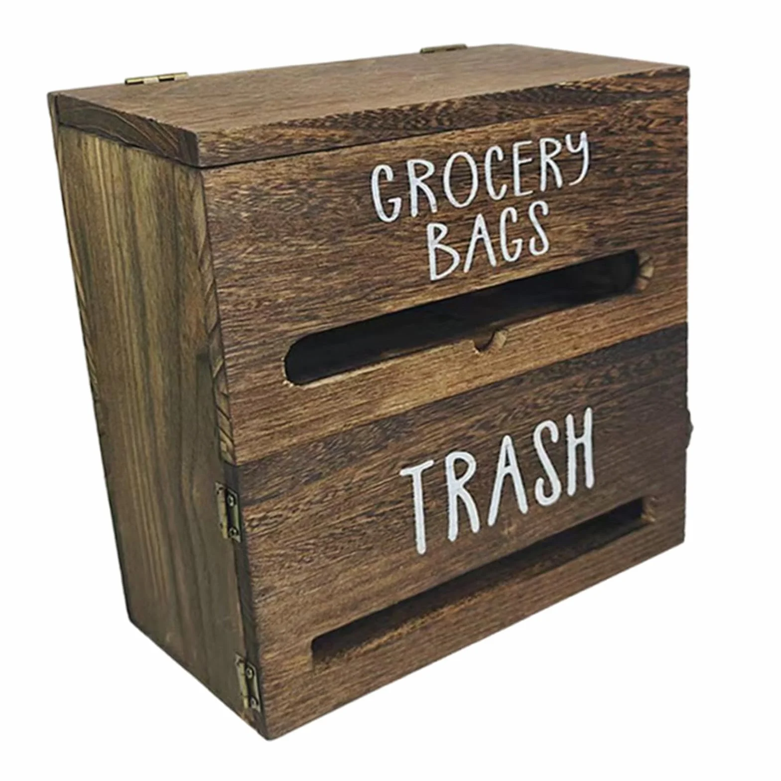 MERIGLARE Dispensador de Bolsas de Basura de Pared, Organizador Multifuncional de Madera, Soporte para Bolsas de Supermercado para Lavandería, Oficina O Garaje, Marrón Oscuro, Individual