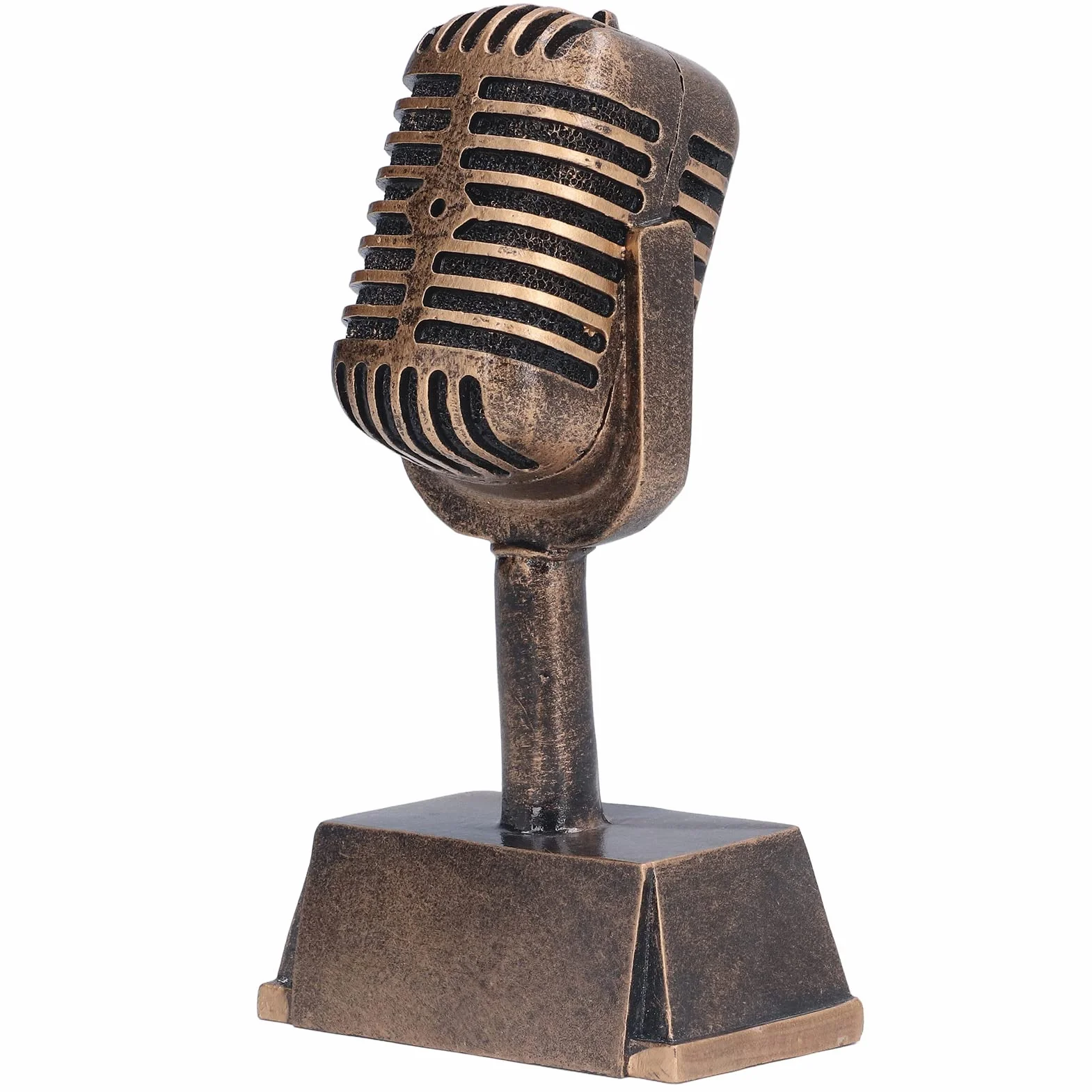 Trofeo de Premio de Música, Modelo Falso de Micrófono Decorativo Adorno, Diseño Retro con Resina Sintética, para Fiestas Temáticas, Concurso de Canto, Decoración de Mesa