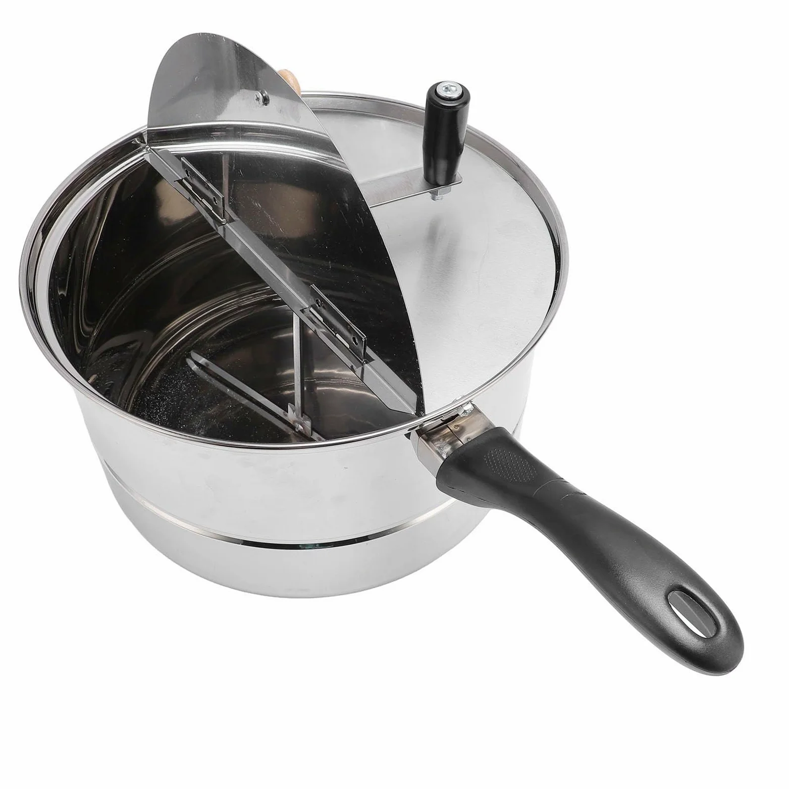 Wakects Máquina para Hacer Palomitas de Maíz en la Estufa, Palomitas de Maíz de Acero Inoxidable con Manivela, Olla para de de 11 X 6,5 Pulgadas para Calefacción Eléctrica y de Gas, Noches de Cine