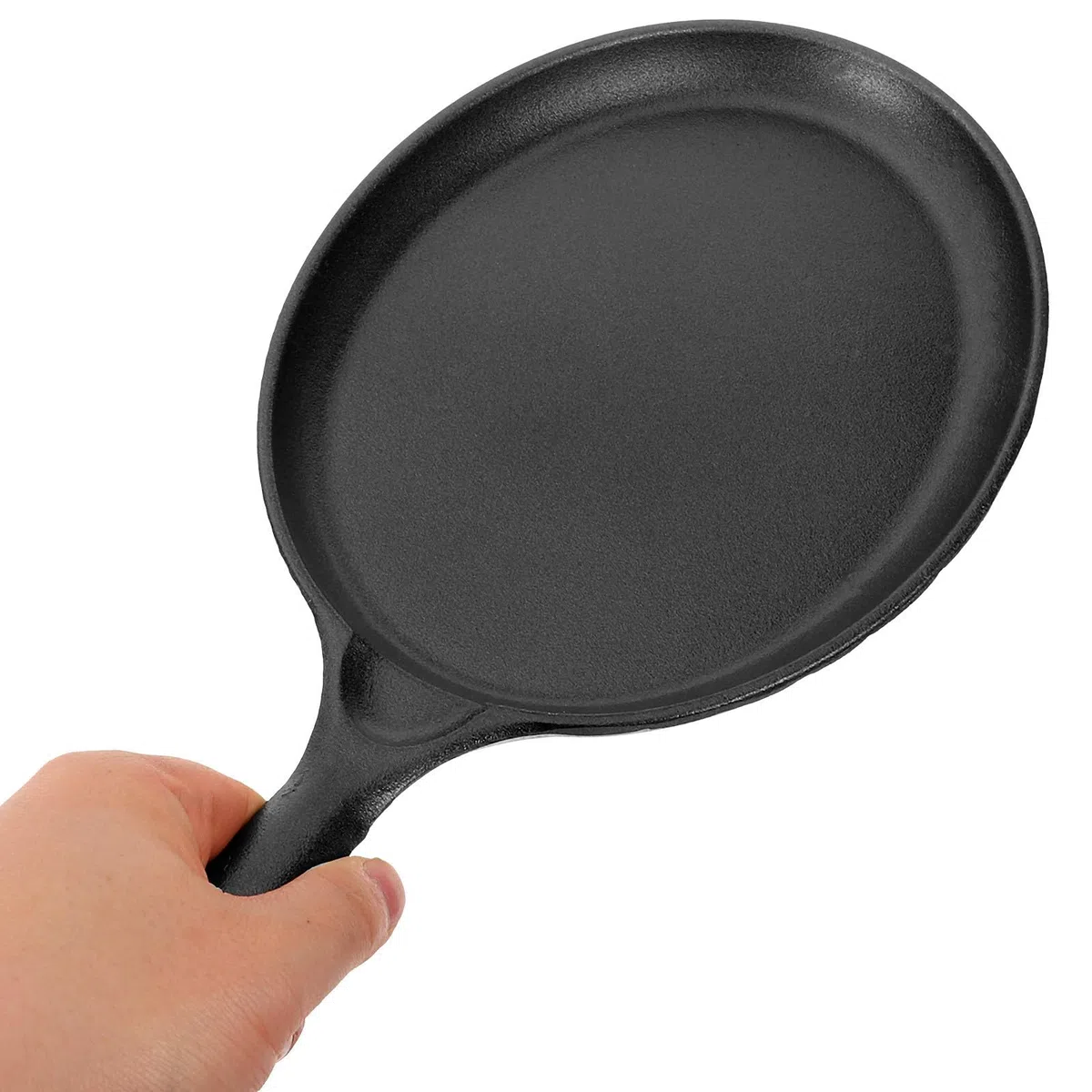 USHOBE Sartén de Hierro Fundido Sartén Antiadherente Redonda con Mango Portátil y Base de Madera Fácil de Limpiar y Duradera para Cocina en Casa
