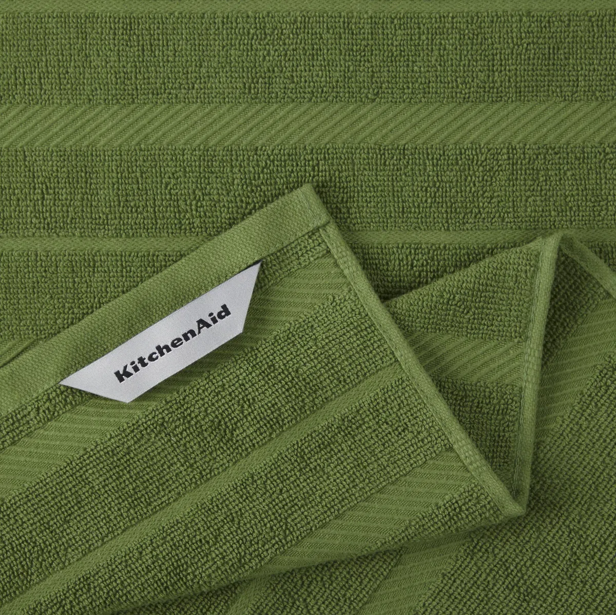 KitchenAid Albany - Juego de 4 Toallas de Cocina, algodón, Verde Matcha Verde/Blanco, 16 x 26 Pulgadas