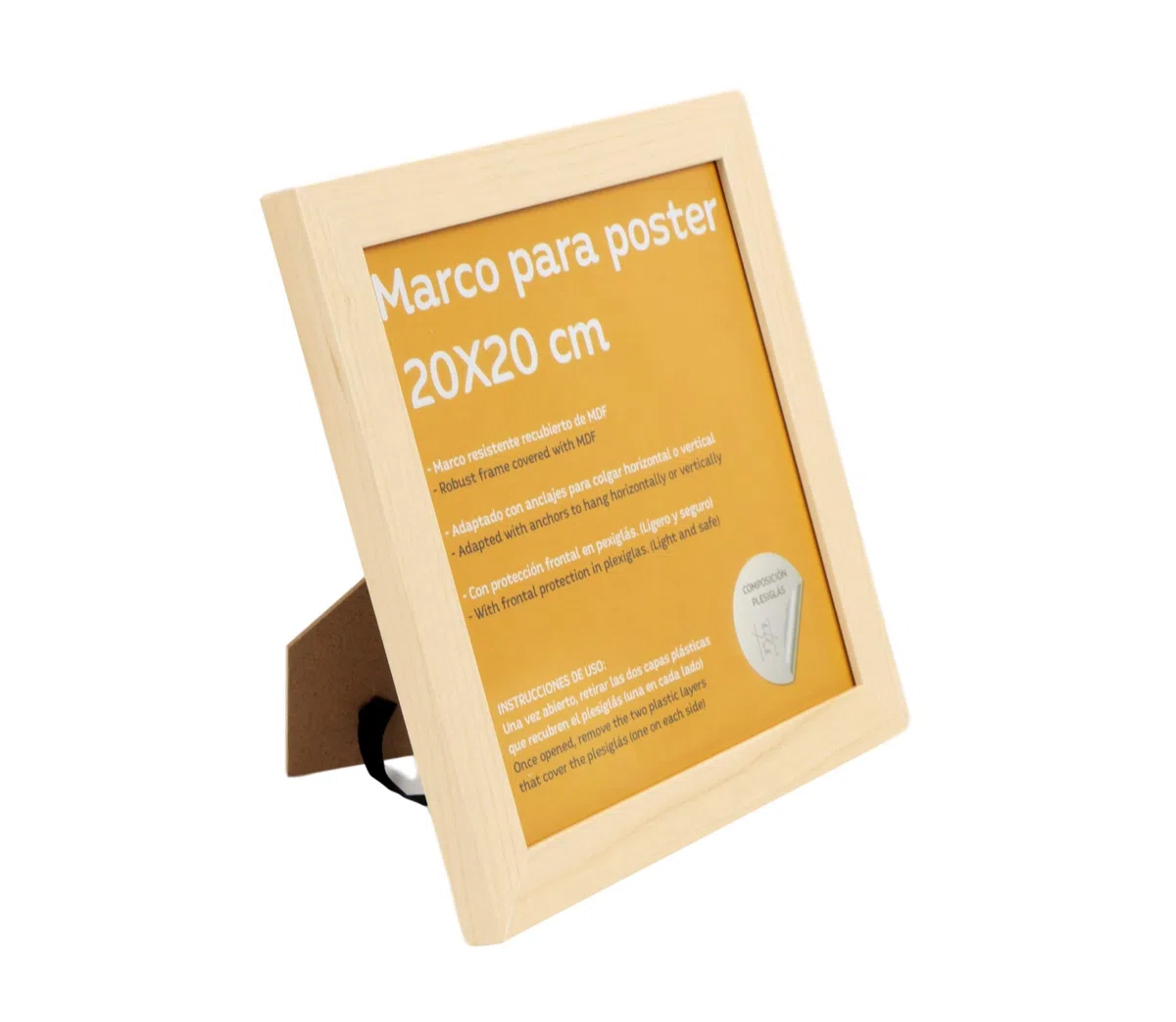Nacnic - Pack 4 Marcos de Madera MDF Clara y Vidrio Acrílico | Protección y Expositor de Fotografías, Láminas, Pósters, Cuadros y Decoración para Salón, Dormitorio u Oficina | 20x20 cm