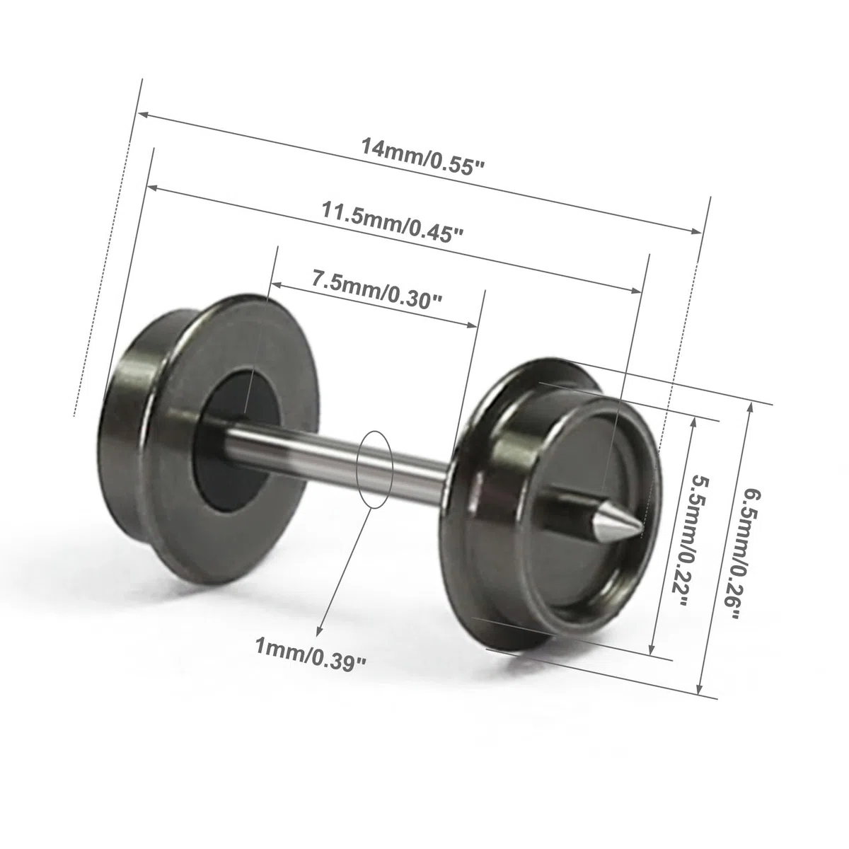 Evemodel 12 piezas carril N 1:160 juegos de ruedas 33" Metal eje DC ruedas para modelo de ferrocarriles