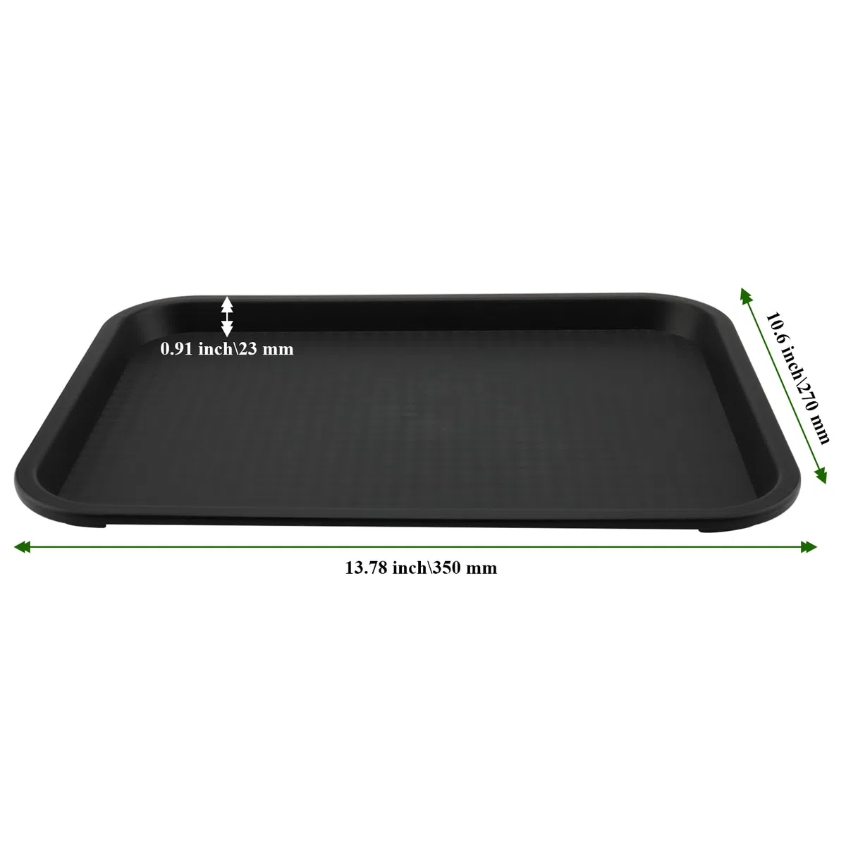 Paquete de 18 bandejas de plástico negro para comida rápida, 35 x 27 cm, bandeja grande de plástico para servir restaurante, cafetería, cocina, fiesta, cafeterías