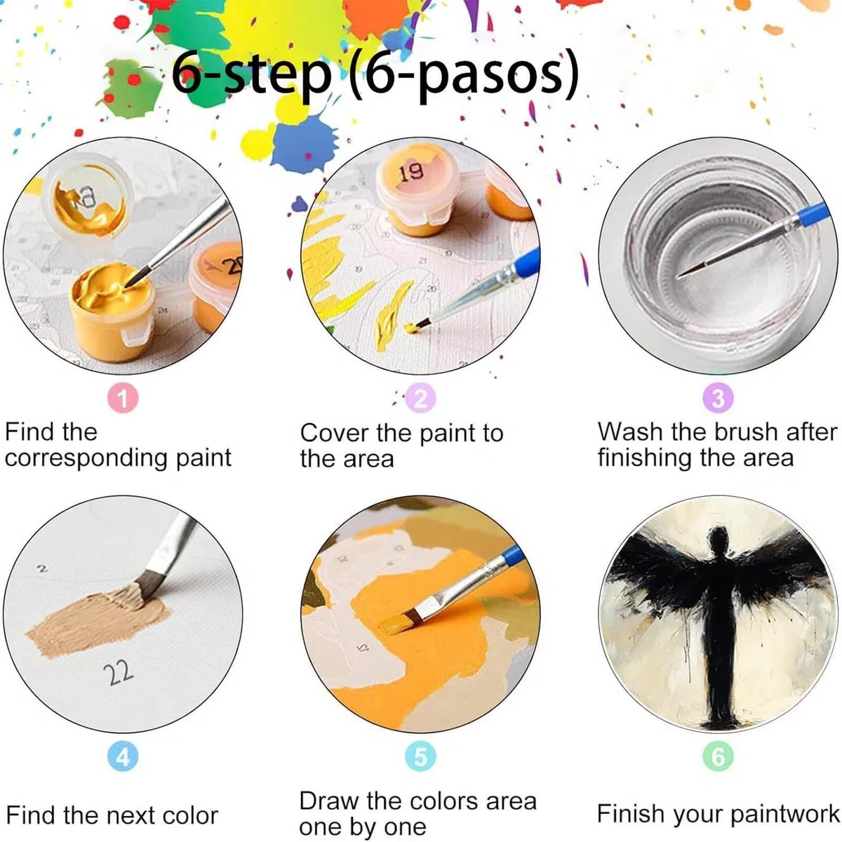 Pintar por Numeros Adultos Ángel, Pintar por Numeros Niños Kit Manualidades Adultos Abstracto Cuadros para Pintar por Numeros Pintura Acrílico, Cuadros Decoracion Salon Modernos 80X160cm 7w-4-C