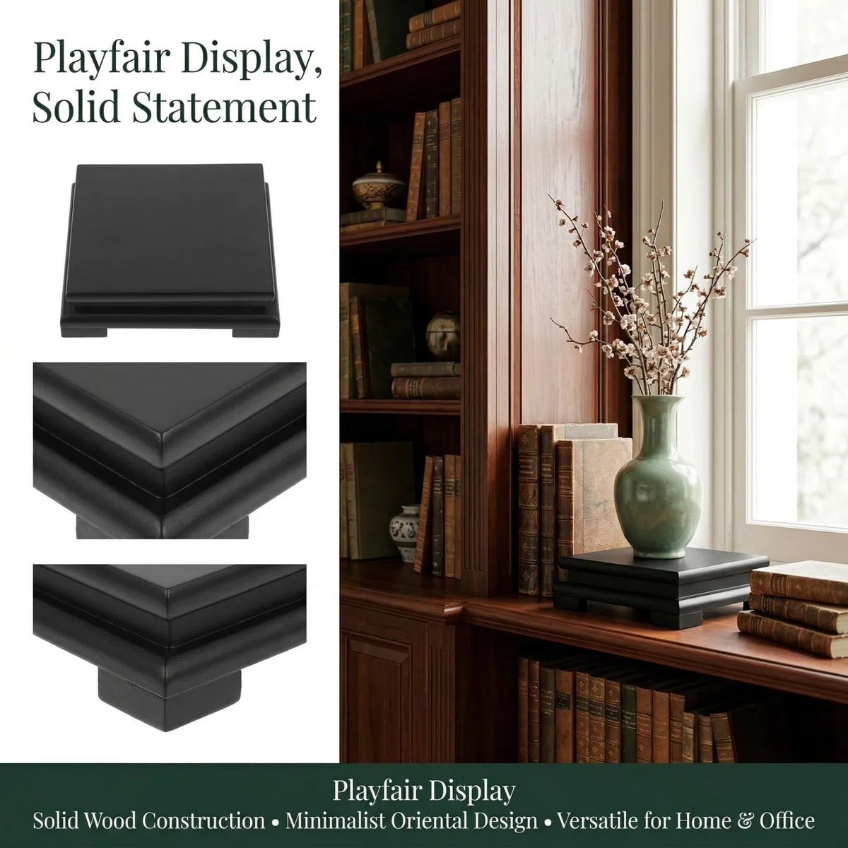 POPETPOP Soporte para plantas chinas, muebles , base de exhibición de madera, base cuadrada para jarrón, lámpara de mesa, base de tetera para estatua de Buda, acuario, pecera, taburete