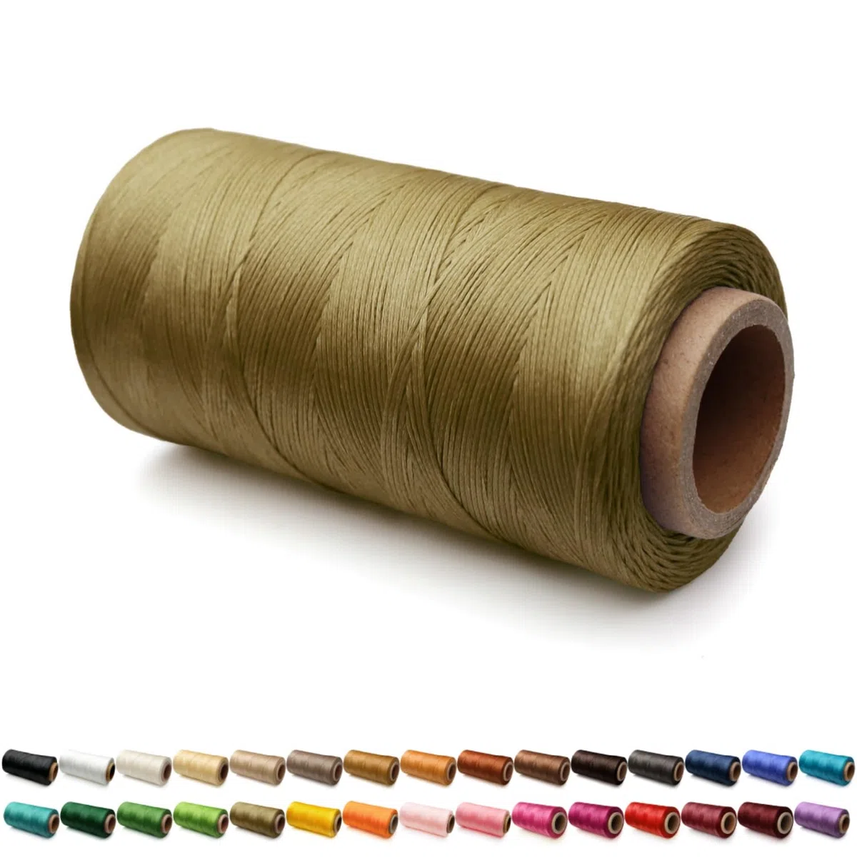 Hilo encerado plano para cuerda de coser de cuero, cordón de poliéster, costura, encuadernación, manualidades, tejido (1 mm 210D, verde oliva)