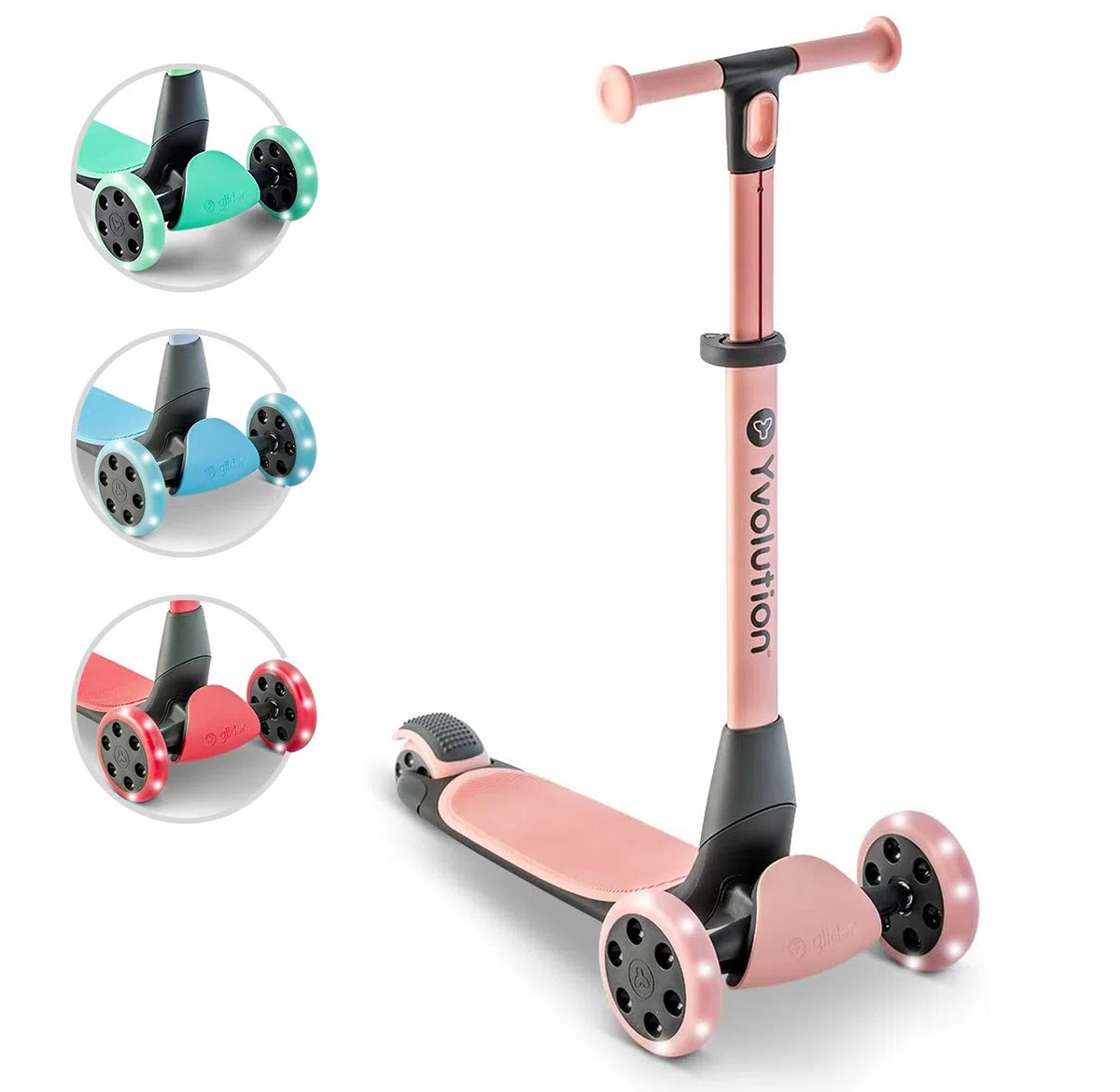 Yvolution Patinete YGlider Nua Rosa de 3 Ruedas