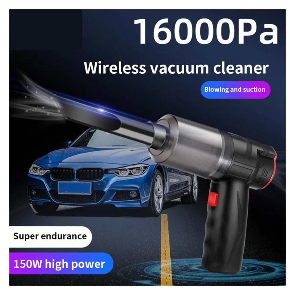 Aspirador De Coche Inalámbrico 2 En 1, Miniaspirador, Supersucción, Soplado Y Succión, Doble Propósito For El Interior del Hogar Limpieza Fácil Rápida Diversos Escenarios(16000pa with Bag)