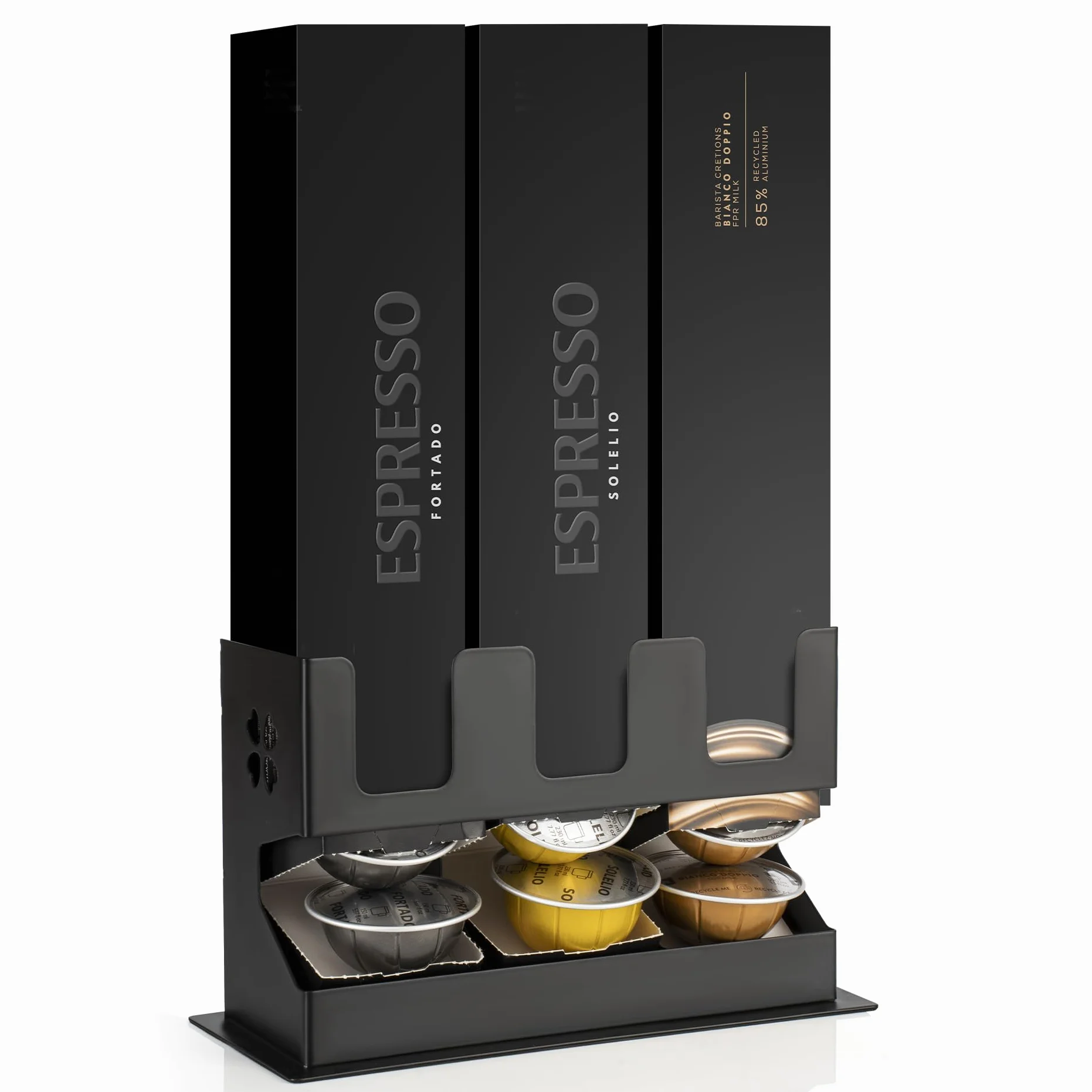 Soporte para Cápsulas de Café Compatible con Cápsulas VertuoLine Color Negro Hierro Fundido (Cápsulas de Café con Caja de Manga Excluidas)