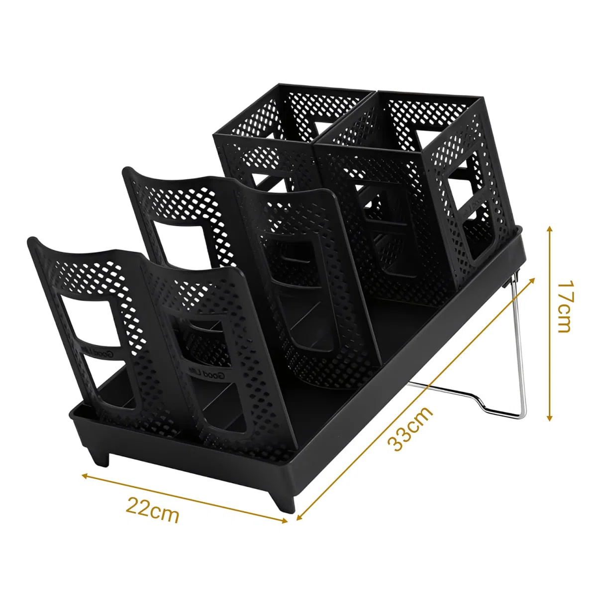 Organizador de tazas de café desechables, soporte para tazas y tapas con soporte, 6 compartimentos, organizador de vasos de papel, dispensador de vasos desechables para estación de café, oficina