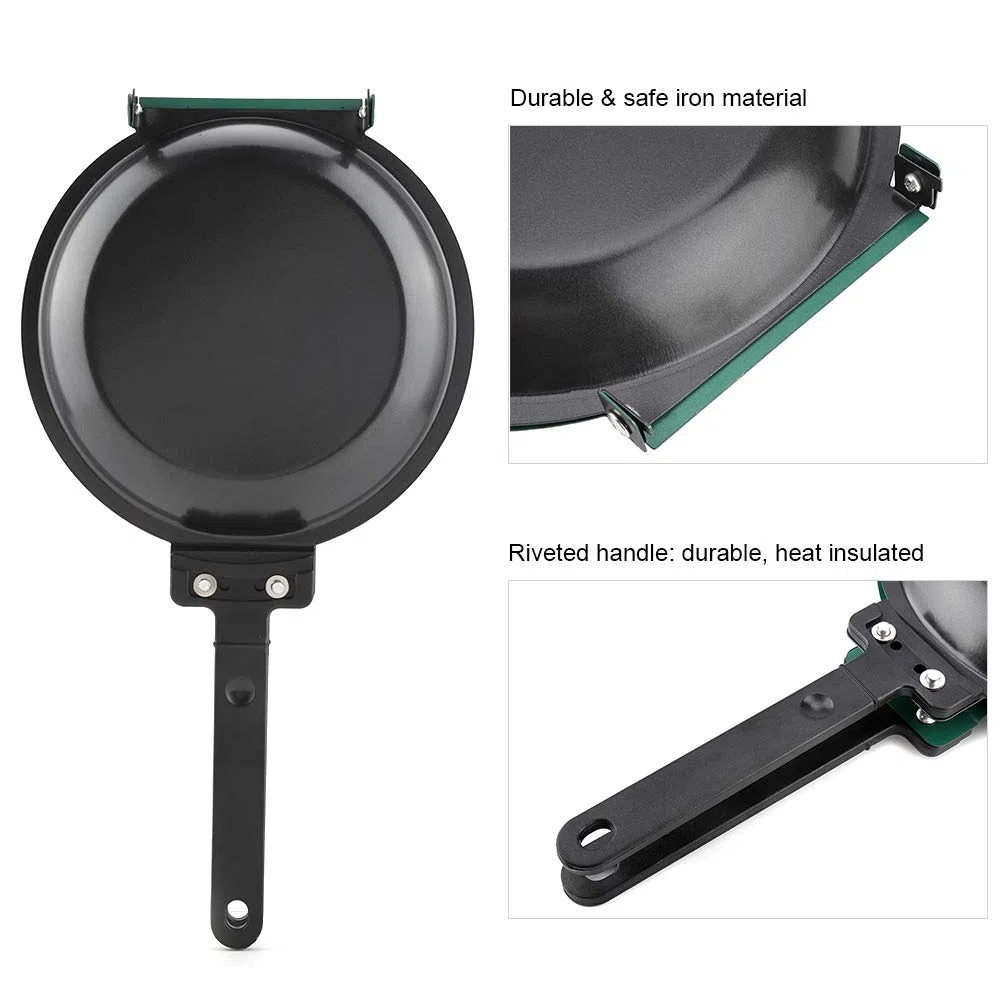 Tbest Sartén de Doble Cara, Sartén de Parrilla Doble con Revestimiento, Sartén Antiadherente para Revestimiento de Cerámica Sartén con Tapa para Hacer Tortitas Utensilios de