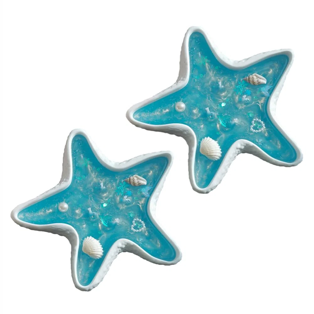 2 velas con forma de estrella de mar, velas perfumadas de soja inspiradas en el océano, velas decorativas estéticas costeras para el hogar, baño y regalo (estrella de mar)