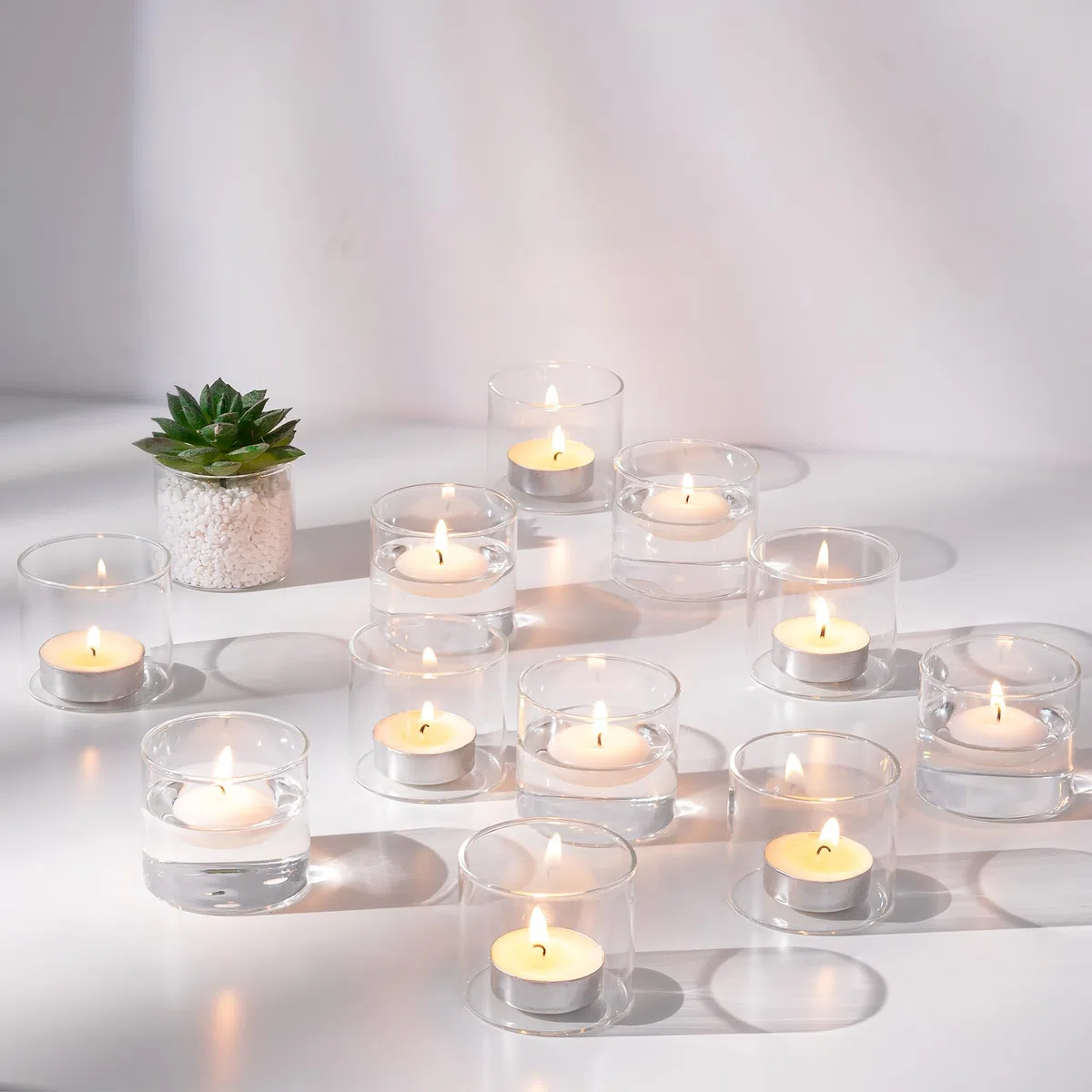 Nuptio Candelabros de Vidrio Claro/té Claro, Ideales para Fiestas, Bodas, Eventos Especiales, aromaterapia y Uso Diario